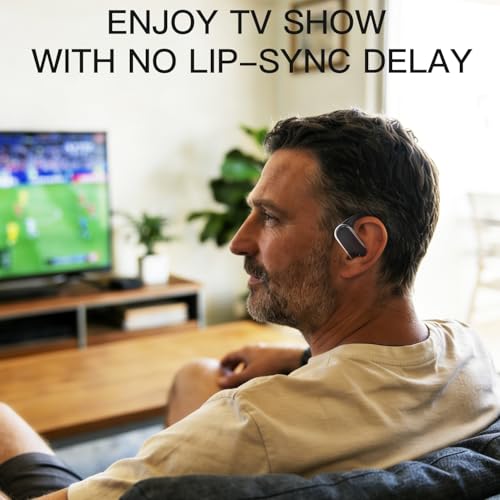 2.4GHz Wireless TV Headphones for Seniors, Open-Ear Hook Design for All-Day Comfort, Plug-and-Play (No Bluetooth), Low Latency, 50ft Range, Charging Case Transmitter with Optical & 3.5mm AUX Cables