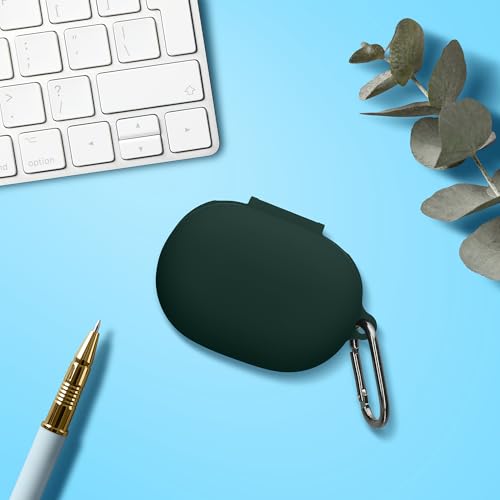 kwmobile Cover for Bose QuietComfort Earbuds Case - Silicone Cover for Earbuds Charging Case - Protective Headphone Holder with Carabiner Clip - Dark Green - color: dark green
