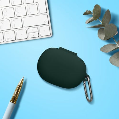 kwmobile Cover for Bose QuietComfort Earbuds Case - Silicone Cover for Earbuds Charging Case - Protective Headphone Holder with Carabiner Clip - Dark Green - color: dark green