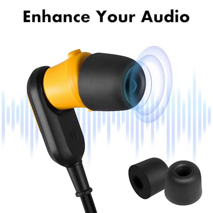 Cyberguys! Memory Foam Ear Tips Replacement for DEWALT Earbuds | Noise-Isolating Foam Earbud Tips, Fits 5.0–5.2mm Nozzle, Soft Comfort, Enhanced Bass Seal, 3 Pairs with Storage Case