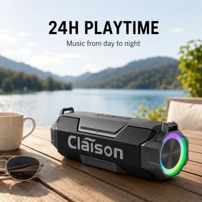 Portable Bluetooth Speaker, Bluetooth 6.0, Hi-Res Audio, IPX7 Waterproof, Deep Bass Stereo Sound, RGB Light, 24H Playtime, for Home, Party, Outdoor, Camping, Beach, Gift for Men Women Teens