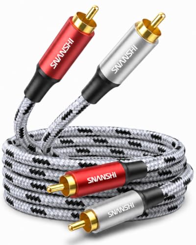 SNANSHI RCA Cables 5ft - Dual RCA Stereo Audio Cable | Nylon Braided, Dual Shielded Gold-Plated Connectors RCA to RCA Cable for Amplifier, Head Unit, Turntables & Home, Theater - size: 5ft