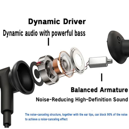 USB C Wired Headphones with Noise-Canceling Mic Powerful Bass In ear Earbud | Dual-Driver Noise-Isolating Wired Earbuds Call Noise Reduction,Type C Plug Deep Bass Earphones with DAC & HD Sound