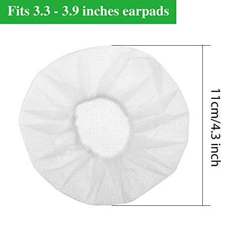 BBTO 200 Pieces Disposable Headphone Ear Cover Non-Woven Sanitary Earpad Covers for Most On Ear Headphones (L, 11 Cm/ 4.3 Inch,White) (Pack of 4) - color: White, size: L (11 cm) (Pack of 4)