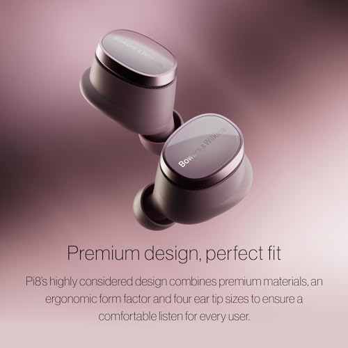 Bowers & Wilkins Pi8 Wireless Earbuds with 3 Built-in Mics, Dark Burgundy - color: Dark Burgundy