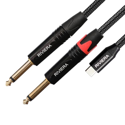RIVIERA Audio Cable USB C to 6.35mm 1/4" TS, 10FT/3M - color: usb-c to Dual 1/4, size: 10 Feet