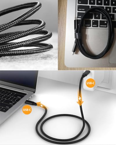 USB C to USB C Cable, 3.2 USB-C Cable 10ft, 100W, 4K UHD, 20Gbps | 100W PD Fast Charging Cable , 4K UHD, 20 Gbps Data Transfer, Nylon Braided Cable for MacBook Pro, for iPad, Black - size: 10ft