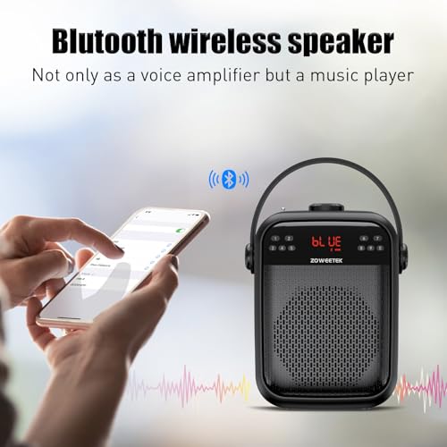 ZOWEETEK Wireless Voice Amplifier with Handheld Microphone for Teachers | Buletooth PA System Speaker and Microphone,Portable Megaphone for Classroom, Speech,Karaoke,Outdoor