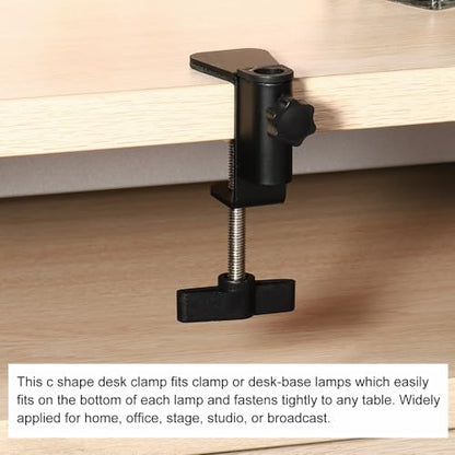 PATIKIL 0.47" Hole Dia. Desk Clamp, 4 Pcs Universal C-Clamp Base with Adjustable Screw for Microphone Mic Arm Table Lamp Mount Holder, Black - color: Black