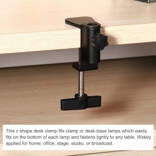 PATIKIL 0.47" Hole Dia. Desk Clamp, 4 Pcs Universal C-Clamp Base with Adjustable Screw for Microphone Mic Arm Table Lamp Mount Holder, White - color: White