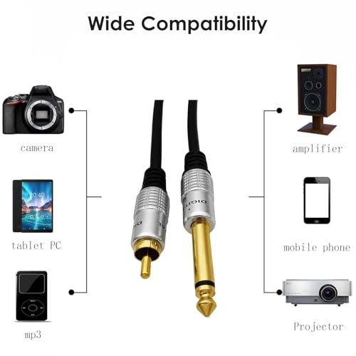6.35mm to RCA, RCA to 1/4 Mono TS Cable, Gold Plated 6.35mm Mono Male to RCA Male Audio Interconnect Cable 6Feet/1.8M - color: 6.35 M to RCA M 1.8M/5.6Ft