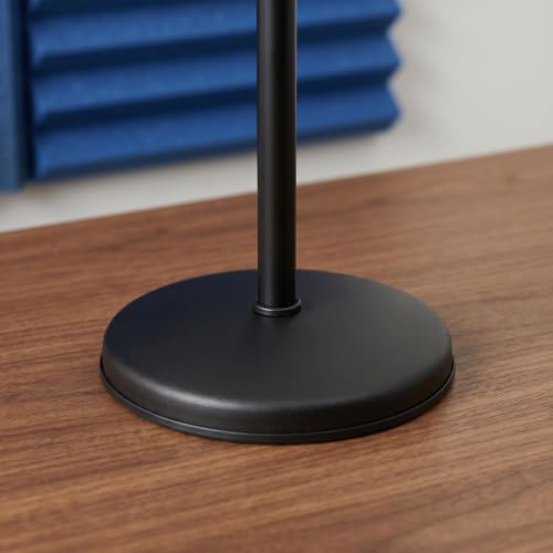 Heavy Base Desktop Mic Stand Tool-free Installation with Finely Sprayed Surface 7.1 Inch round Metal Microphone Base and Anti-tip Design, Compatible with Mic Arm for Office
