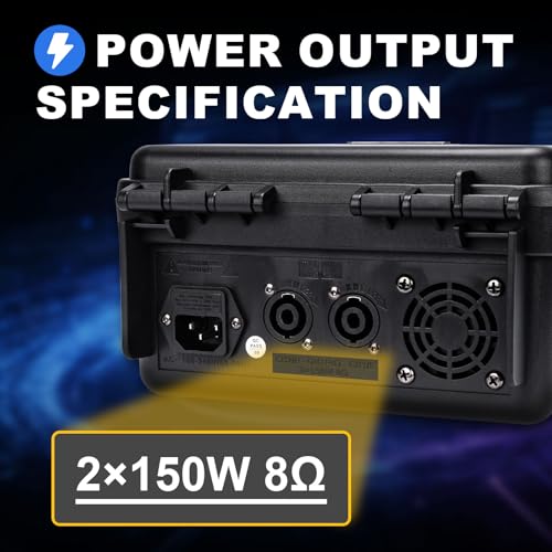 W IN-MIX 150W x2 Powered Mixer with 4 Channels, Bluetooth, USB/MP3 Playback & 48V Phantom Power for Karaoke, DJ, Home Studio & Live Sound