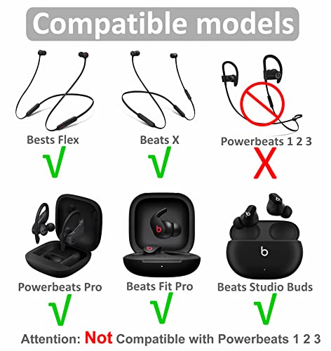 8 Pairs Replacement Compatible with Beats Flex Earbuds Eartips, S/M/L/Double Flange 4 Size Ear Gel Tips Buds Flexible Soft Silicone Rubber Skin Accessories for Flex - Gray