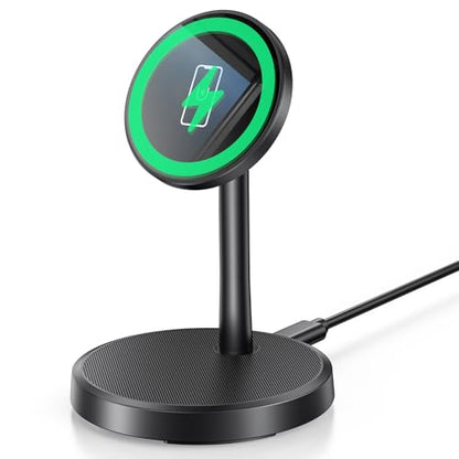 Magnetic Wireless Charger iPhone, 15W Fast Mag-Safe Charger Stand for iPhone 17/17 Air/17 Pro/17 Pro Max 16/15/14/13/12 Series, Wireless Charging Station for Pad/AirPods - color: Black&Green