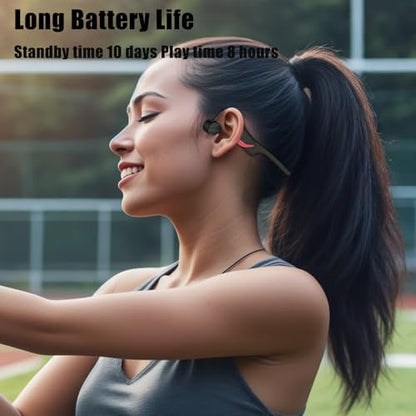 Bone Conduction Headphones,with Built-in Mic swimming bone conduction headphones,Waterproof Lightweight For bluetooth earphones Stable to wear MP3 IPX8for Running,Cycling,Hiking,Driving,Gym (black) - color: Black