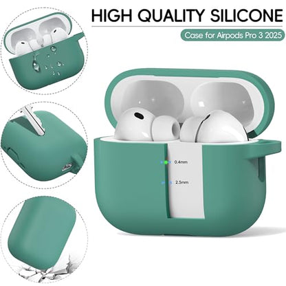 RFUNGUANGO Silicone Protective Case for AirPods Pro 3, Pine Green - color: Pro 3‑SIL‑Pine Green