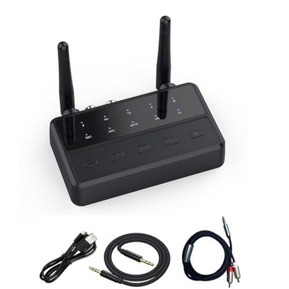 Bluetooth 5.4 TV Home Stereo Bluetooth Headphones Transmitter Receiver, aptX Low Latency HD Receiver for Home Stereo, Wireless Audio Adapter, Volume Control, AUX/RCA Input for TV Speakers PC