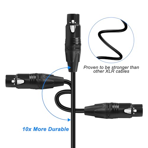 MEIRIYFA XLR 4 Pin Male to Female Power Supply Cable - Balanced Extension Patch for DSLR Camera Monitor - Black, 1.8M