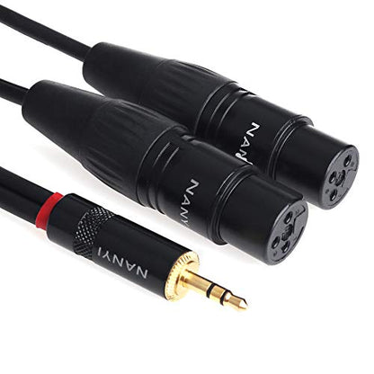 NANYI 3.5mm to 2 XLR Female Y-Splitter Audio Microphone Cable, 1.6ft - size: 3.5mm To 2XLR Female-1.6FT
