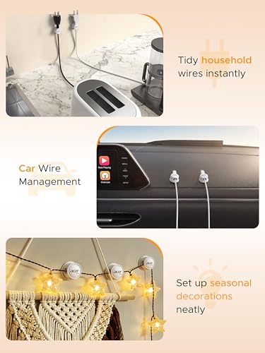 acer 9 Pack Magnetic Rotatable Cable Clips, Cord Holder for Desk Nightstand | Smooth 360° Rotation, 1s Lock, Adhesive Cord Organizer Cable Holder Management - White