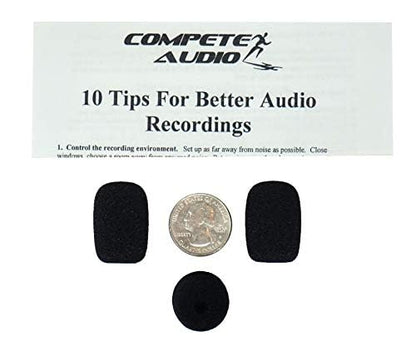 CA525 Small Foam Microphone Windscreens (Microphone Covers) 3-Pack for Telex Airman, Other Headset/Lapel (Lavalier)
