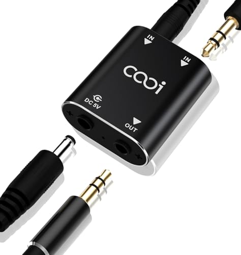 2 Channel Stereo Mini Audio Mixer | Metal Shell, AUX Interface Support, 2 In 1 Out Mini Stereo Sound Mixer, Includes 1-Meter Audio Cables