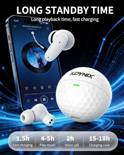True Wireless Earbuds, Bluetooth 5.4 Headphones with Dual ENC ANC Noise Canceling, 13mm Drivers for Deep Bass Stereo, IPX7 Waterproof, 18H Playtime, USB-C Charging Case for iPhone Android - color: Golf ball