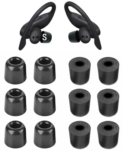 Memory Foam Tip Compatible with Powerbeats Pro Replacement Ear Tips, Perfect Noise Cancellation, Fit in Case, Foam Tips 6 Pairs, Black, Small Size (515BS) - size: Small