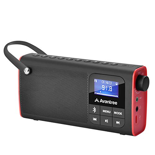 Avantree SP850 – Portable 3-in-1 FM Radio with Bluetooth Speaker | Compact Radio with SD Card MP3 Player, Rechargeable, LED Display & Headphone Jack, Pocket Size with Handheld