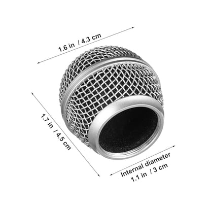 Metal Mesh Microphone Replacement Grille Compatible with Shure Mic Ball Head Acoustic Transparent Mic Grill for Clear Sound and Noise Reduction