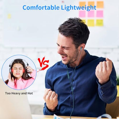 USB Earbuds for PC,Headphones with Microphone for Computer,Blue - color: Blue