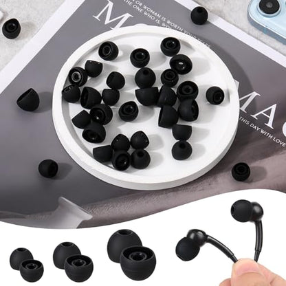 18 Pairs Silicone Ear Tips, Extra Small Ear Bud Covers (S/M/L) | Soft Earphones Earbuds Black Earbuds Tip Replacement Silicone Ears Bud Tips Replacement Kit Ears Tip for in-Ear Headphones