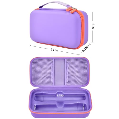 Wireless Microphone Case Compatible with JBL Wireless Two Microphone System, Handheld Dual Mic Travel Bag for Singing or Karaoke for Receivers, Adapters, AA Batteries - color: Purple