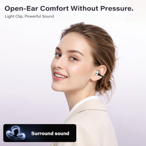 Open Ear Clip-on Earbuds,Bluetooth 6.0 Open Earbuds,Touch Control Operate
