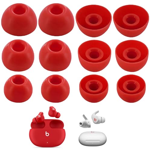 Silicone Tips Replacement Earbuds Tips for Beats Studio Buds/Fit Pro Ear Tips Eartip Fit in The Charging Case Ear Covers, S/M/L, 6 Pairs, Red - color: Red