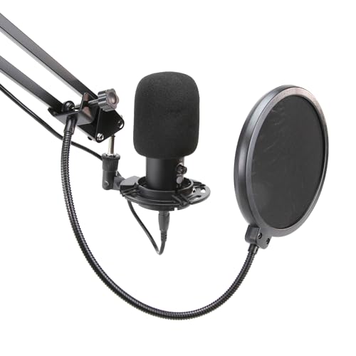 Emerson EAM-9051 USB Gaming & Streaming Condenser Microphone with Pop Filter, Shock Mount, Cardioid Pickup Pattern, and Plug-and-Play Setup – Perfect for Gamers, Streamers, and Podcasters