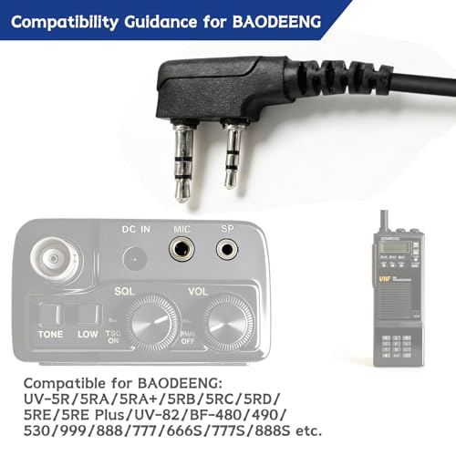 KENMAX® 2 Pin Air Covert Acoustic Earpiece Headset for Two Way Radio Kenwood PUXING Baofeng UV-3R Plus UV-5R UV-5RA 888S - color: Pack of 20
