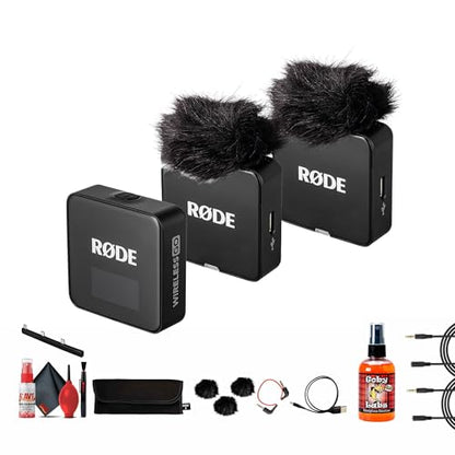 Rode Wireless GO III (Gen 3) Dual Channel Mic System – Compact Wireless Microphone for Cameras, Smartphones & Lavalier Use + 2X 3.5mm Stereo Plug + Microphone Cleaner + Microfiber Cloth