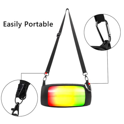 Geekria Silicone Carrying Case Compatible with JBL Pulse 4 Speaker, RGB Light Visible Protective Cover with Shoulder Strap & Carabiner, Shockproof Anti-Slip Outdoor Travel Sleeve (Black) - color: Black