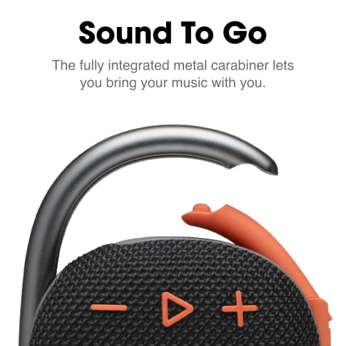 JBL Clip 4, Black/Orange - Portable Bluetooth 5.1 Speaker - Up to 10 Hours of Play - Waterproof & Dust Resistant - Includes Noise & Echo-Canceling Speakerphone - color: Black/Orange