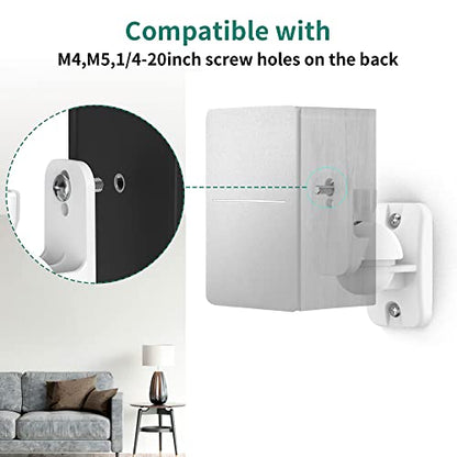 Speaker Wall Mount Brackets - Surround & Bookshelf Speaker Wall Mounts Kit, Holds up to 8 lbs, 2 Pack, White - color: 2P-White