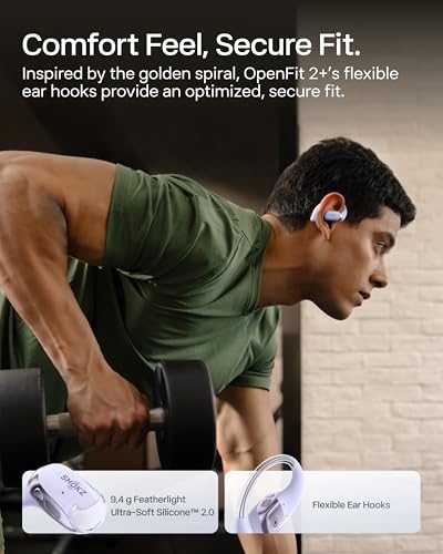 SHOKZ OpenFit 2+ Open-Ear Earbuds, Purple, Dolby Audio,Wireless Charging | Amazon Exclusive Edition；Soft Ear Hooks； IP55 Water-Resistant; USB-C Fast Charging；48H Playtime; Gym/outdoor/home use - color: Purple, style: Dolby Audio / USB-C&Wireless
