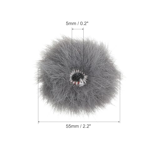 PATIKIL Furry 마이크 윈드스크린 5mm x 55mm 마이크 커버 윈드실드 실내 실외 마이크용 라이트 그레이 2팩 - color: 연회색., size: 5mm x 55mm