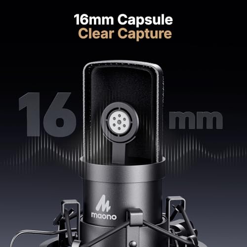 MAONO AU-A04H USB Microphone Kit with Headphones for PC, Podcast & Gaming | 192kHz/24Bit Vocal Condenser Cardioid Studio Mic Compatible with Mac & Windows for Recording, YouTube, Streaming, Voice-Over