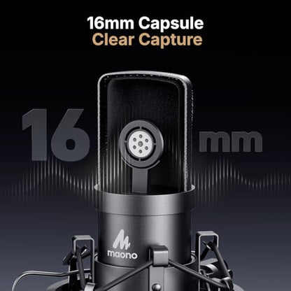 MAONO AU-A04H USB Microphone Kit with Headphones for PC, Podcast & Gaming | 192kHz/24Bit Vocal Condenser Cardioid Studio Mic Compatible with Mac & Windows for Recording, YouTube, Streaming, Voice-Over