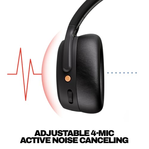 Skullcandy Crusher ANC 2 Noise Cancelling Wireless Headphones - True Black | Multi-Sensory Crusher Bass, Over-Ear Fit, Bluetooth, 60 Hours Battery, Working Out, Gym, Travel, Studying, Music, Gaming - color: True Black