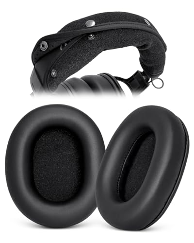 GEVO Replacement Ear Pads + Headband Cover Protector Compatible with Audio Technica ATH M50 M50X M50XBT M40X M30X M20X MSR7 SX1 Headphones, Repair Parts, No Tool Installation (Black)