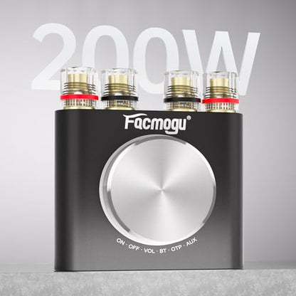 Facmogu M6 200W Mini Bluetooth 5.0 Audio Power Amplifier, 100Wx2 Dual Channel HiFi Stereo Mini Speaker AMP w/Optical/AUX/BT Input, Home Audio Wireless Amplifier Receiver with 24V Power Supply - Black - color: Black, size: 100W+100W