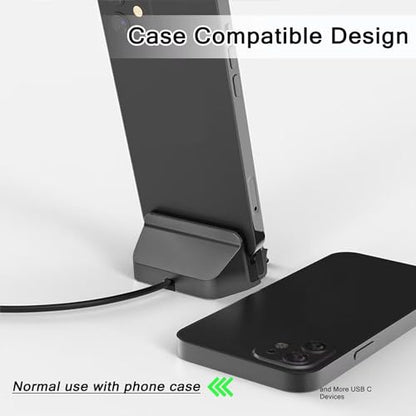 아이폰 15/16, 갤럭시, 구글 픽셀, LG, HTC 등을 위한 USB C 폰 도크 스테이션, 책상 나이트스탠드용 휴대폰 충전 스탠드 크래들, 스위치/스위치 라이트용 USB C 충전 도크 스탠드